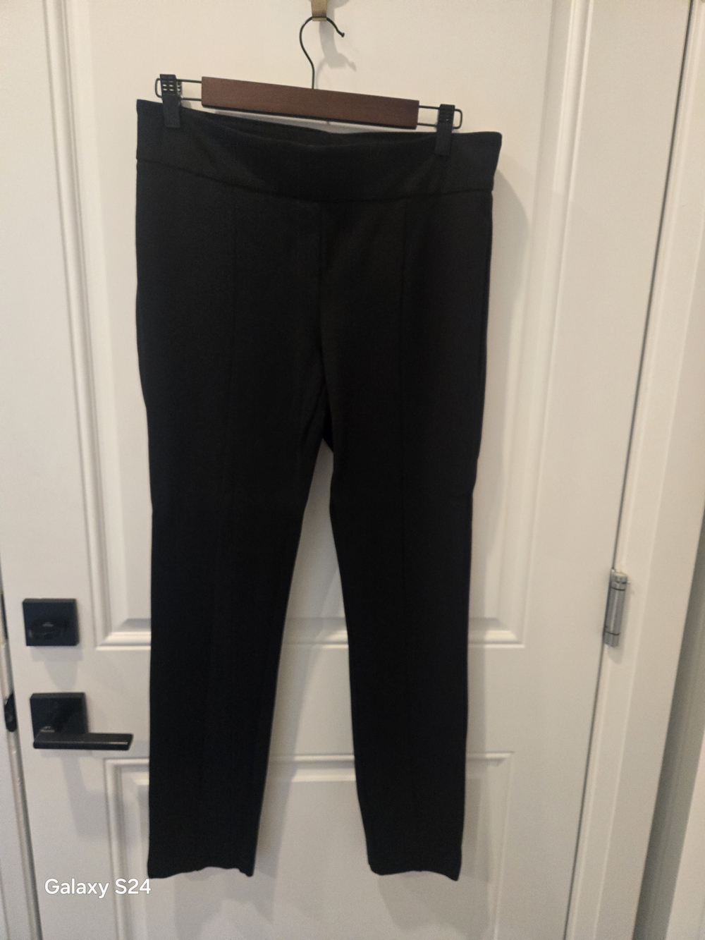 Dalia Black Straight-Leg Ponte Trousers